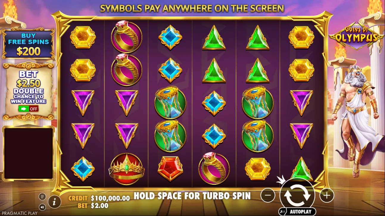 Gates of Olympus demo mode gameplay